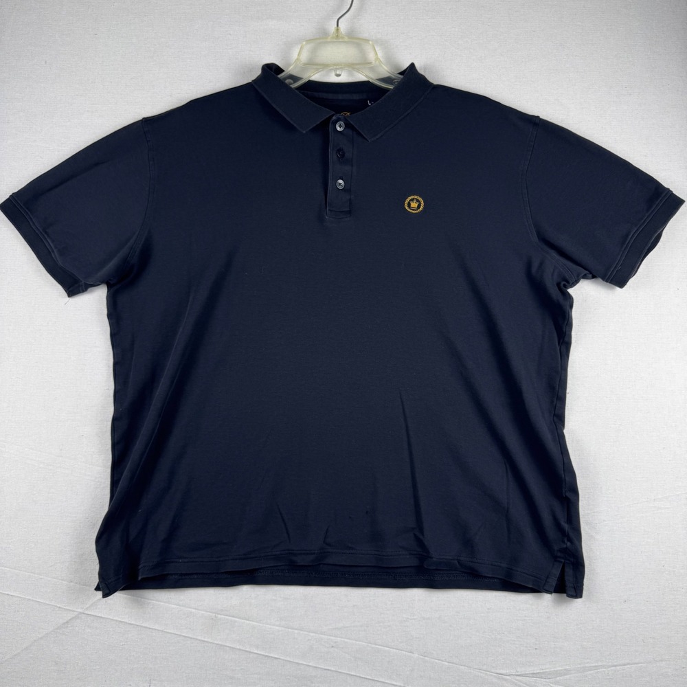 Louis Philippe Mens XL Navy Blue Cotton Short Sleeve Crest Logo Polo Shirt
